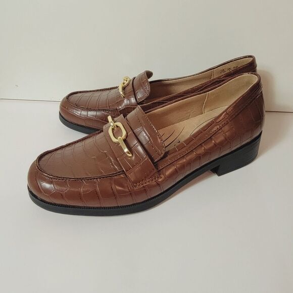 Life Stride Sonoma 2 Brown Croc Embossed Flat Loafers Size 9.5 - Picture 4 of 8